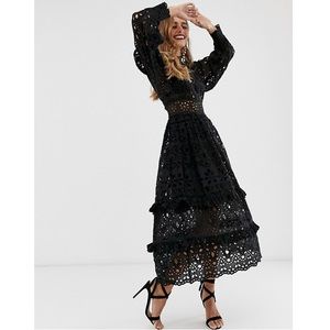 ASOS Edition Black Cotton Broderie Maxi Dress